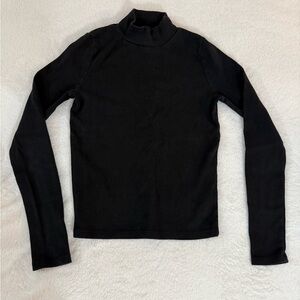 John Galt Black Mock Neck Cotton Long Sleeve Top Women’s